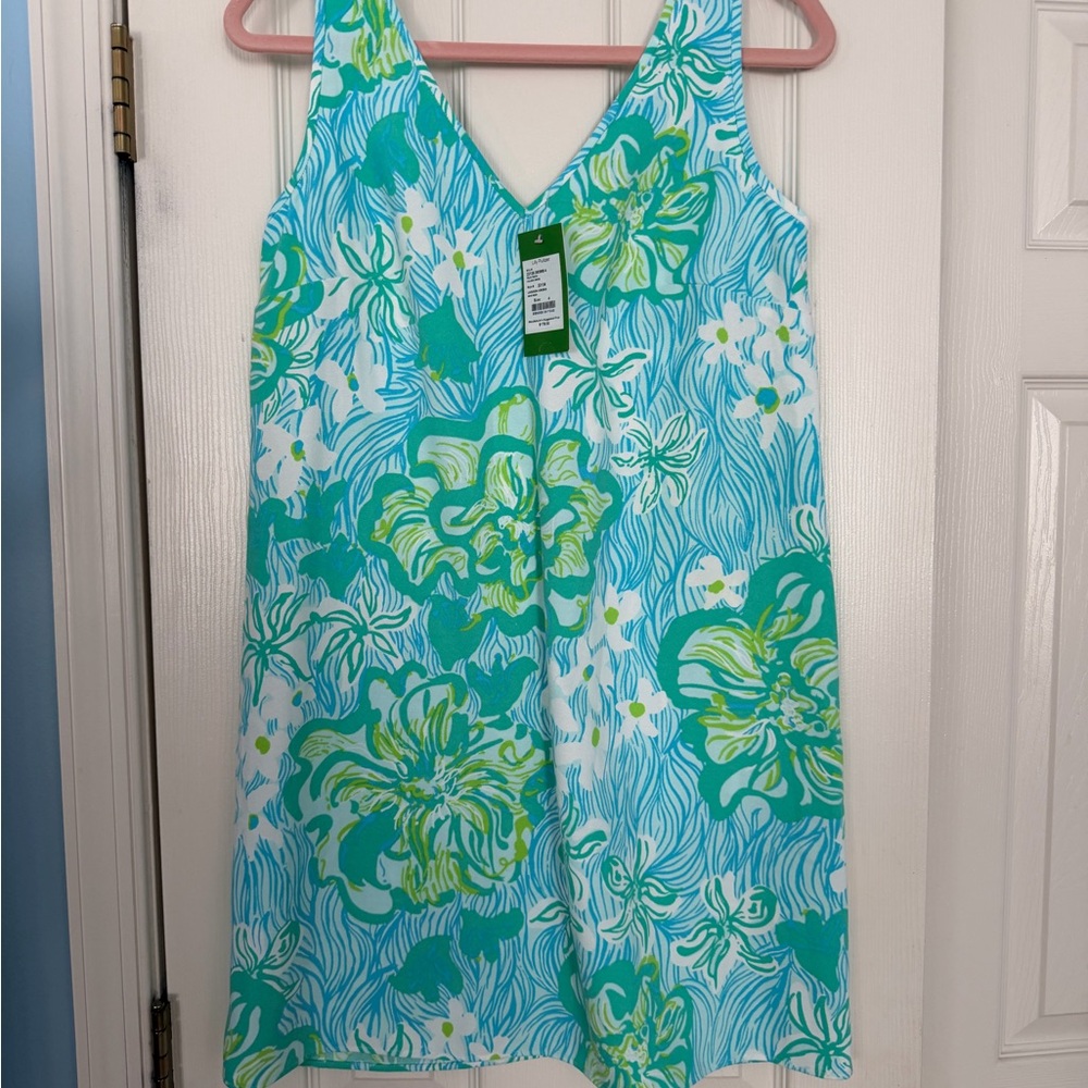 Lilly Pulitzer Aqua, Turquoise & Lime Floral Mini Dress